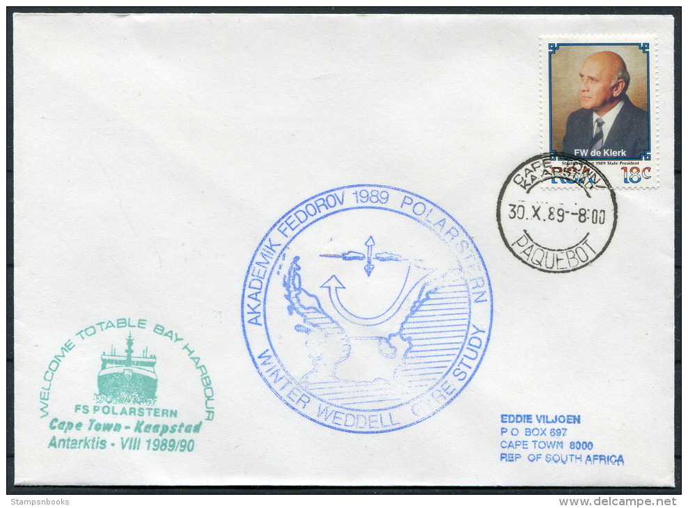 1989 South Africa Capetown Paquebot F/S Polarstern Weddell Antarctic Polar Ship Cover - Polar Ships & Icebreakers