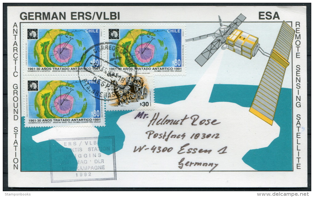 1992 Chile ESA Space Higgins Polar Satellite Antarctic Germany Deutsche Card - Research Programs