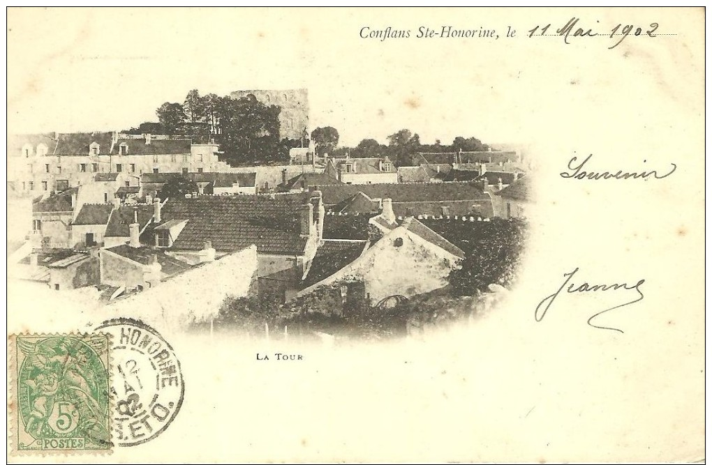 42 - CPA - Conflans Ste-Honorine - La Tour - 1902 - (noir & Blanc) - Conflans Saint Honorine