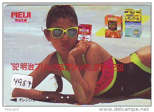 Télécarte Japon EROTIQUE (4987) EROTIC * MEIJI * JAPAN ACTRESS * PHONECARD EROTIK * BIKINI GIRL * FEMME SEXY LADY - Moda