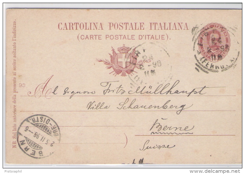 Cartolina Postale Impronta Ovale C.10, Millesimo 96; Per Berna - Ganzsachen