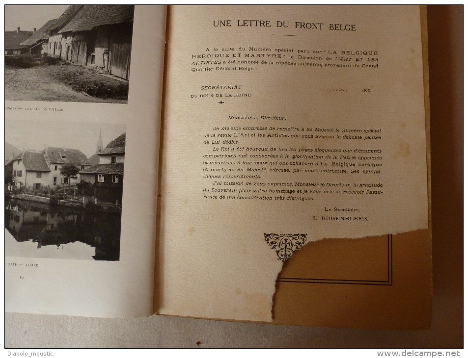 1916  Spécial Revue des Deux Mondes : L'ALSACE DELIVREE...L'ART et les ARTISTES (clichés Armée , Lévy, Braun,  etc)