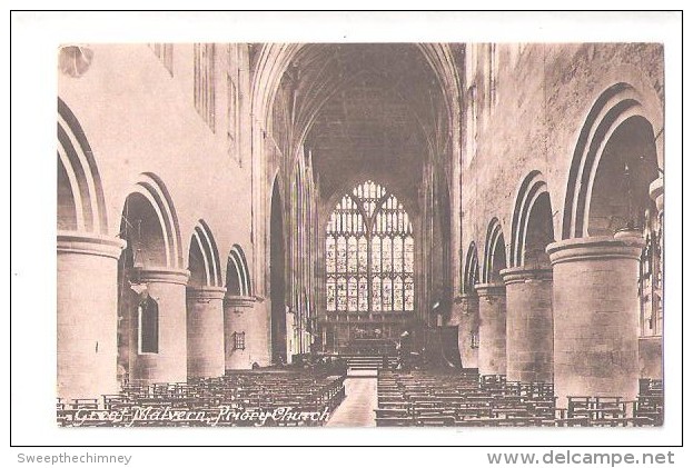 Great Malvern - Interior Priory Church - Vintage Postcard Worcestershire -  Unused - Otros & Sin Clasificación