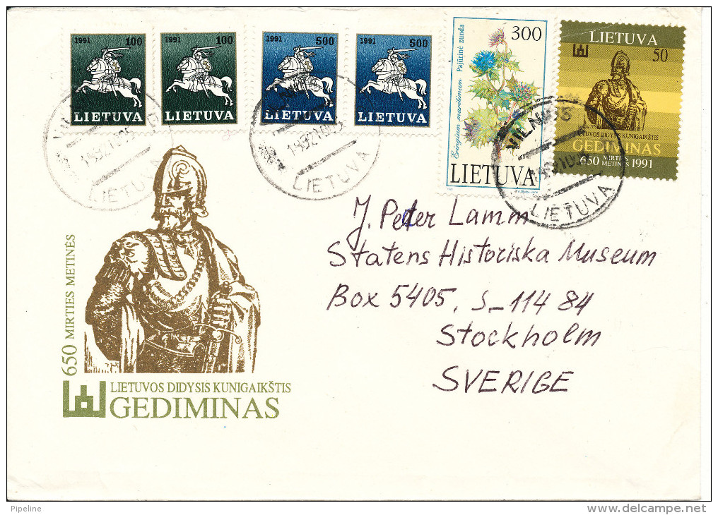 Lithuania Cover Sent To Sweden Vilnius 1991 ?? MAP On One Of The Stamps - Litauen