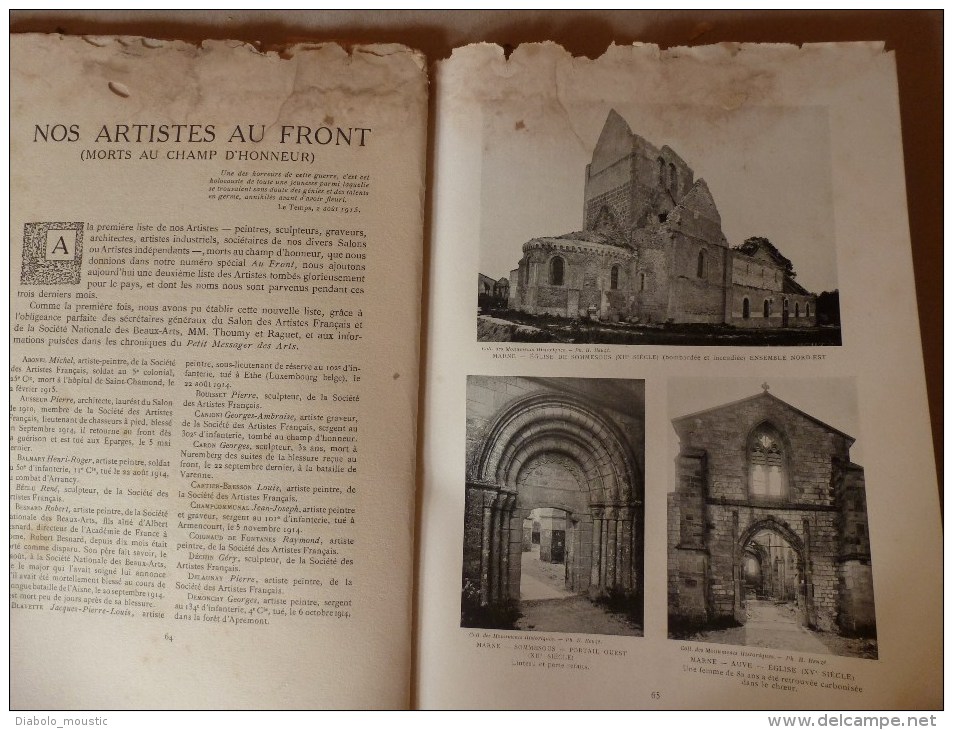 1915  Spécial Revue des Deux Mondes : Les VANDALES en FRANCE (Senlis, Soissons, Arras et villages de l´Est et du Nord)