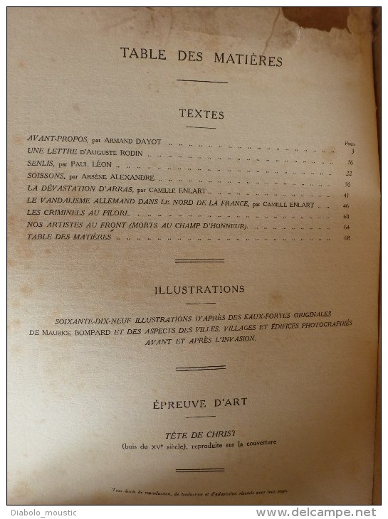 1915  Spécial Revue des Deux Mondes : Les VANDALES en FRANCE (Senlis, Soissons, Arras et villages de l´Est et du Nord)