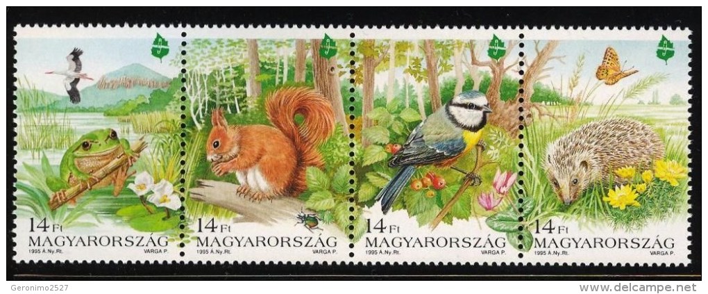 HUNGARY 1995 FAUNA Protected ANIMALS - Fine Set/stripe MNH - Nuevos