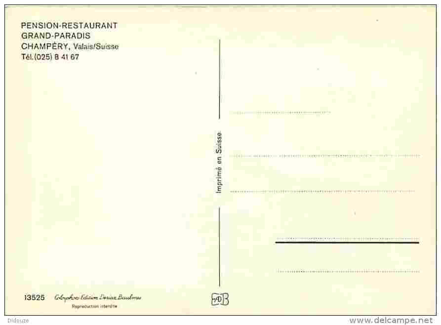 Suisse - Champéry - Pension- Restaurant Grand-Paradis - Automobiles - Voir Scans Recto-Verso - Champéry