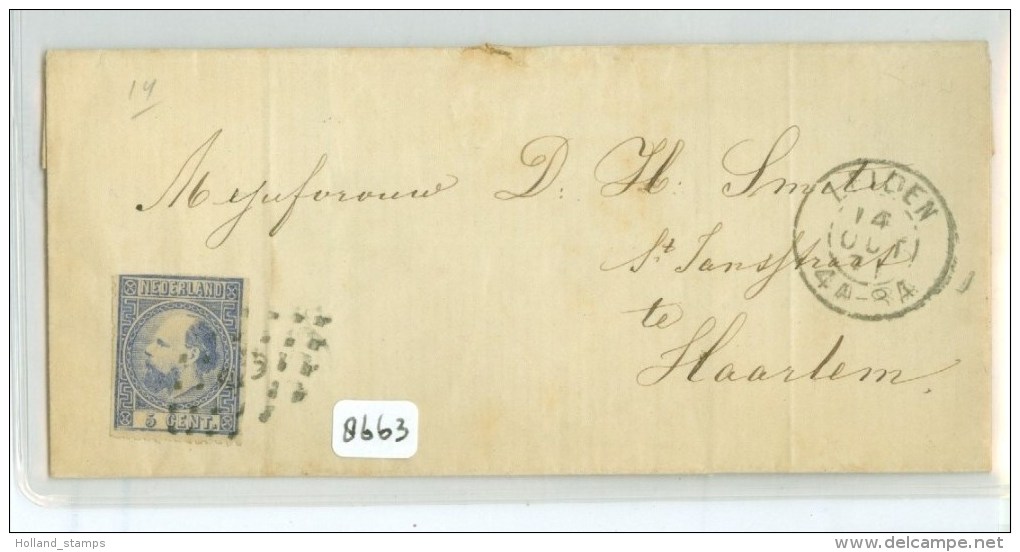 BRIEFOMSLAG Uit 1871 Van LEIDEN Naar HAARLEM *  NVPH 7 (8663) - Brieven En Documenten