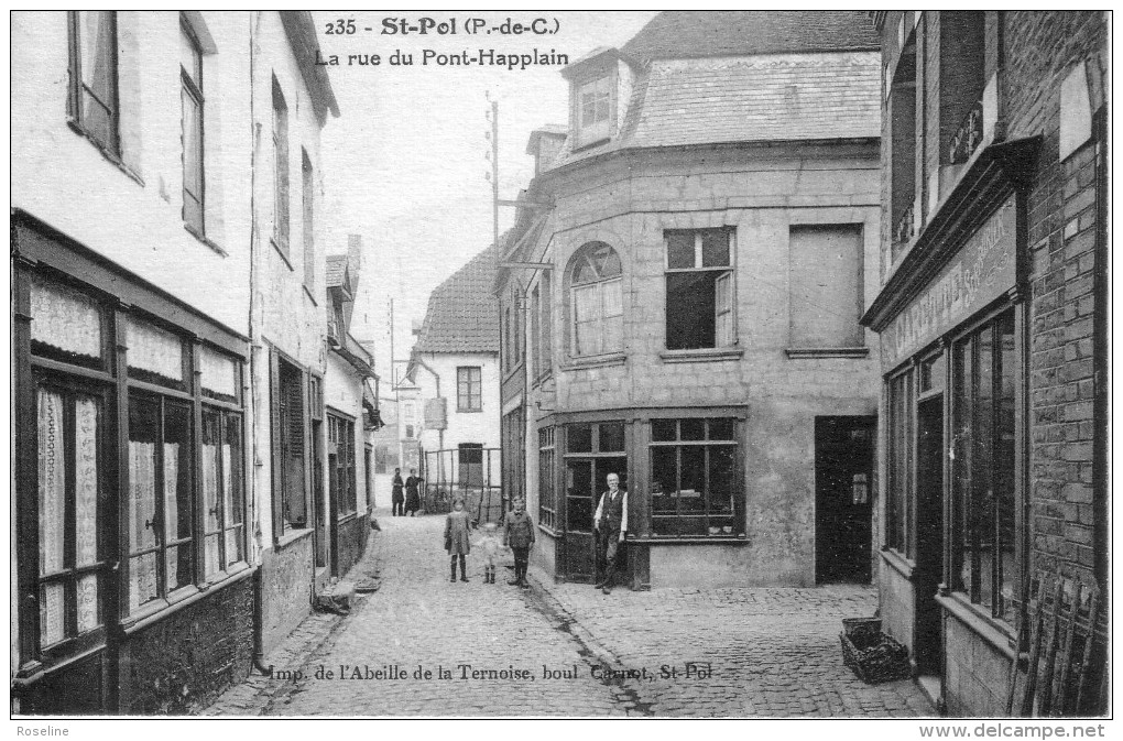 62  SAINT POL SUR TERNOISE    PAS DE CALAIS  -  RUE  PONT  HAPPLAIN  -   CPA   N/B  9x14  BE - Saint Pol Sur Ternoise