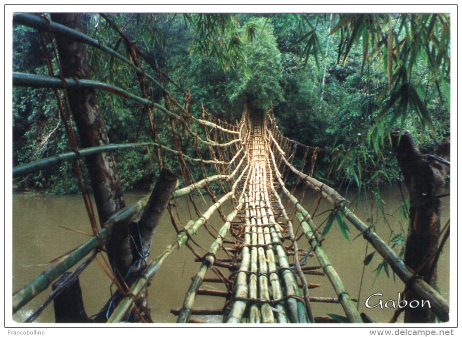 GABON - PONT DE BAMBOUS SUR LA RIVIERE OGOULOU (MIMONGO) - Gabon