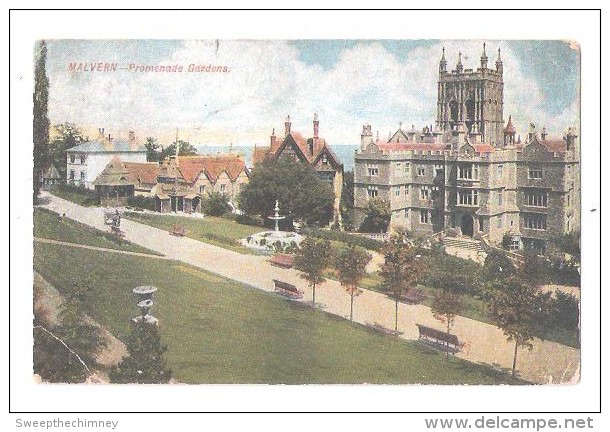 Malvern PROMENADE GARDENS  Vintage Postcard Worcestershire -  Used 1906 WITH STAMP - Other & Unclassified