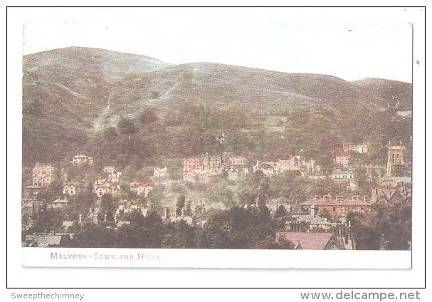 Malvern TOWN HALL AND HILLS  Vintage Postcard Worcestershire -  Used 1907 WITH STAMP - Sonstige & Ohne Zuordnung