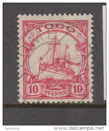 German Togo 1909 Watermarked 10 Pf Red Kaisers Yacht FU - Togo