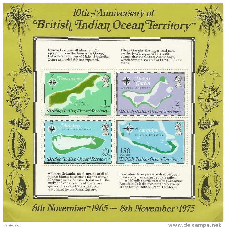 British Indian Ocean Territory 1975 Maps Miniature Sheet MNH - British Indian Ocean Territory (BIOT)