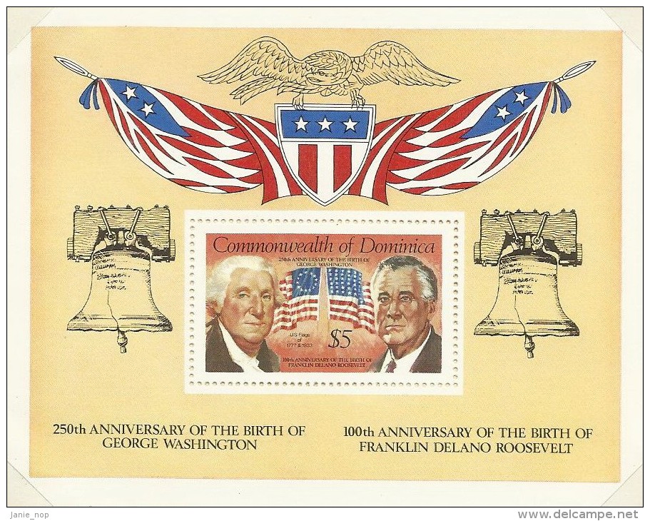 Dominica 1982 250th Anniversary Birth George Washington Souvenir Sheet MNH - Dominica (1978-...)