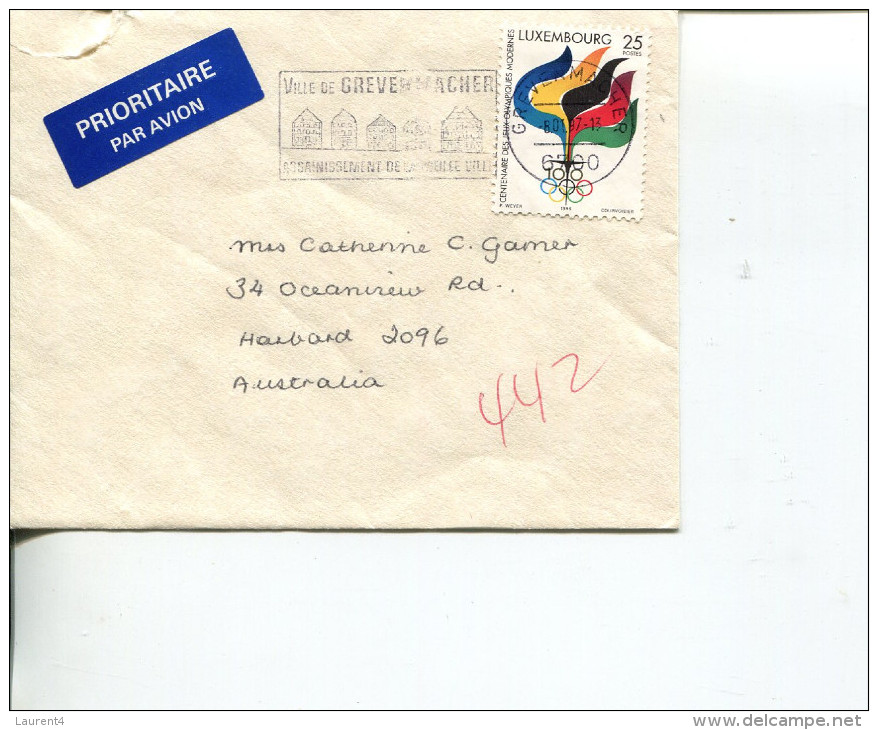 (PF 590) Luxembourg Olympic Games Centenary Cover Posted To Australia - Covers & Documents