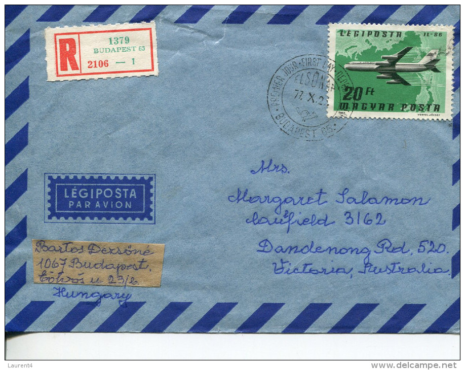 (PF 560) Registered Cover Posted From Hungary To Australia - 1977 - Lettres & Documents