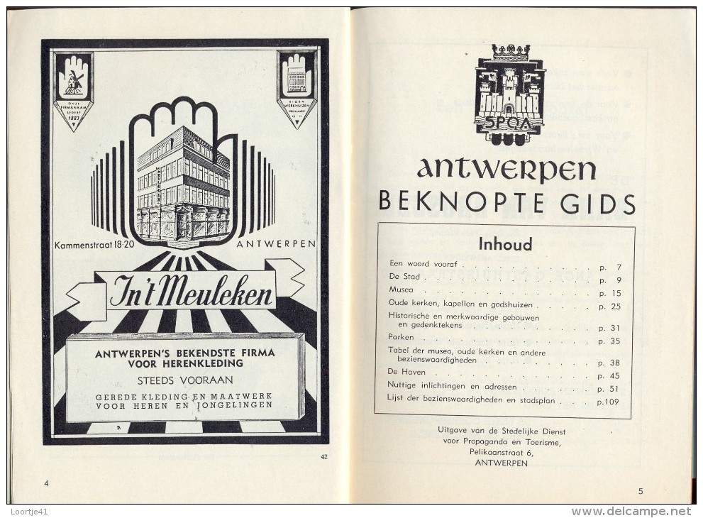 Beknopte Gids Stad Antwerpen 1953 - Met Kaart - Publiciteit Reclame - Pratique