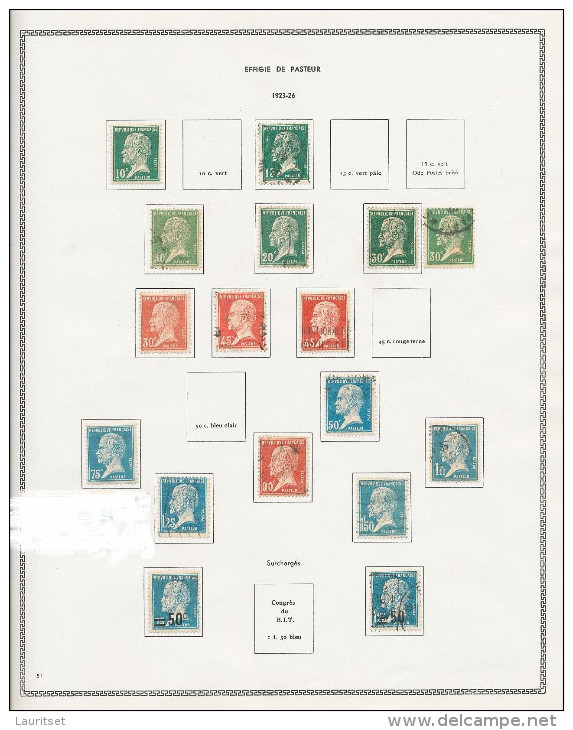 FRANKREICH France 1923-1924 Type Louis Pasteur Small Specialized Lot Of Various Color Shades */o - 1922-26 Pasteur