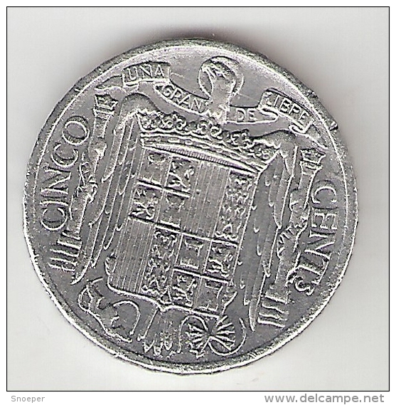 *spain 5 Centimos 1941  Km  765   Xf +  !!!!! - Other & Unclassified