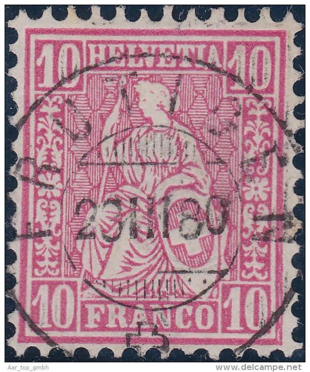 Heimat BE FRUTIGEN 1880-03-23 Voll-Stempel Auf 10Rp Karmin Zu#38 Sitzende Helvetia - Gebraucht