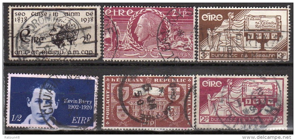 Lot 6 Timbres  -- Oblitéré  -  - IRLANDE - Collections, Lots & Series