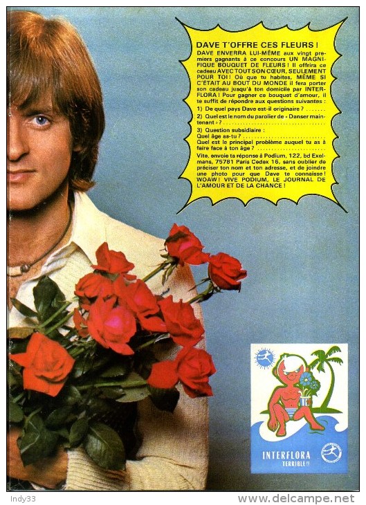 - POSTER DAVE  . DOUBLE PAGE DU MAGAZINE PODIUM 1975 . - Plakate & Poster