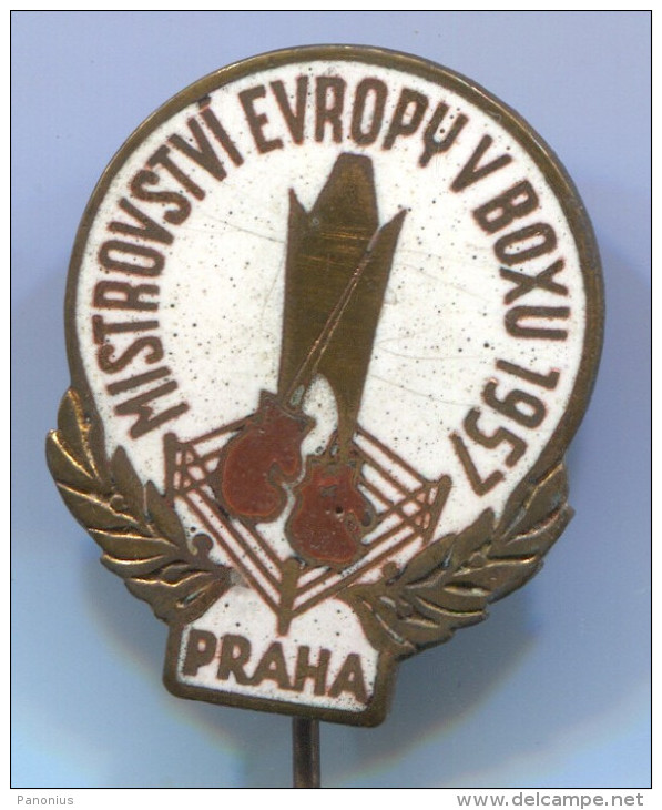 BOXING - Box, European Championship In Boxing, Praha, 1957. Enamel, Old Pin, Badge - Boxing