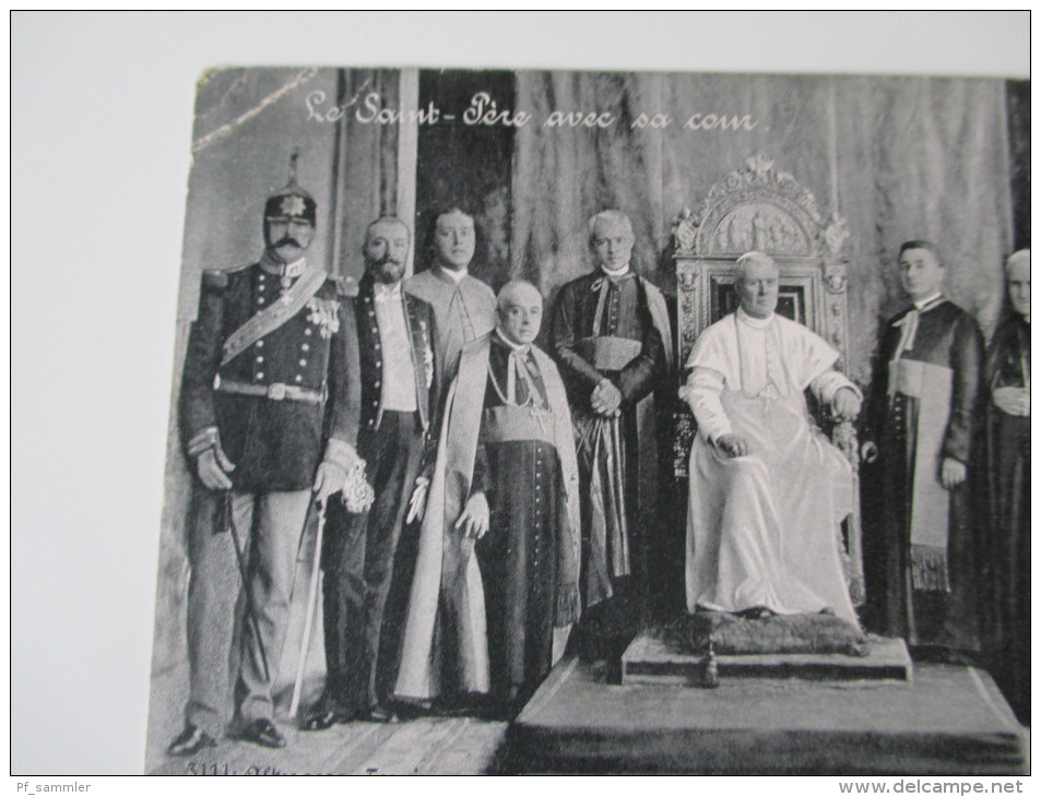 Postcard Le Saint - Pere Avec Sa Cour. Papst / Pope. Roma 1905. Echt Gelaufen! - Popes