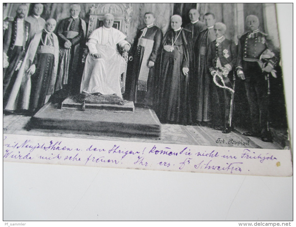 Postcard Le Saint - Pere Avec Sa Cour. Papst / Pope. Roma 1905. Echt Gelaufen! - Popes