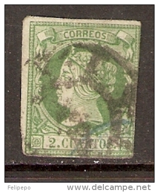 1860 2 CUARTOS VERDE EDIFIL 51 VALOR  28 &euro; - Used Stamps
