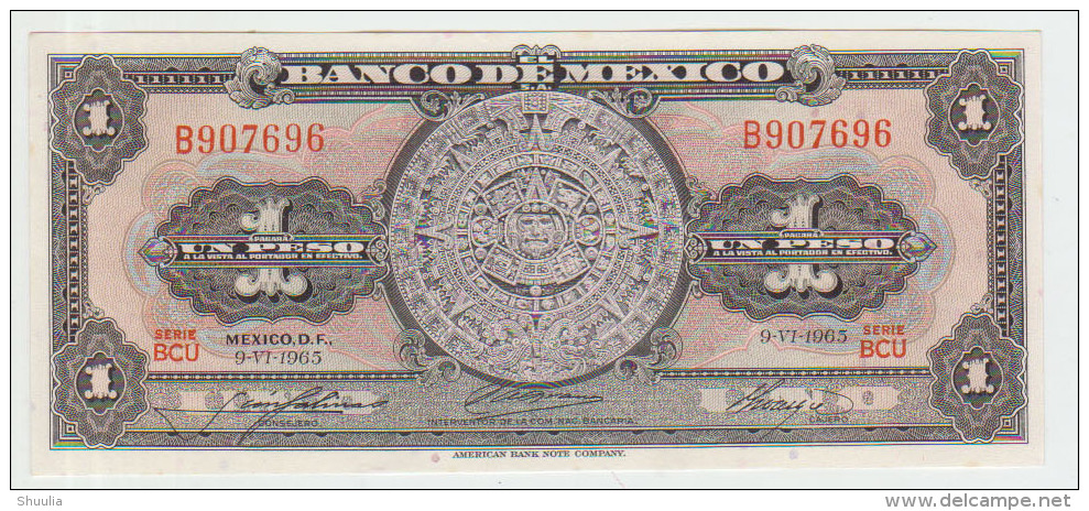 Mexico 1 Pesos 1965 Pick 59i UNC - México