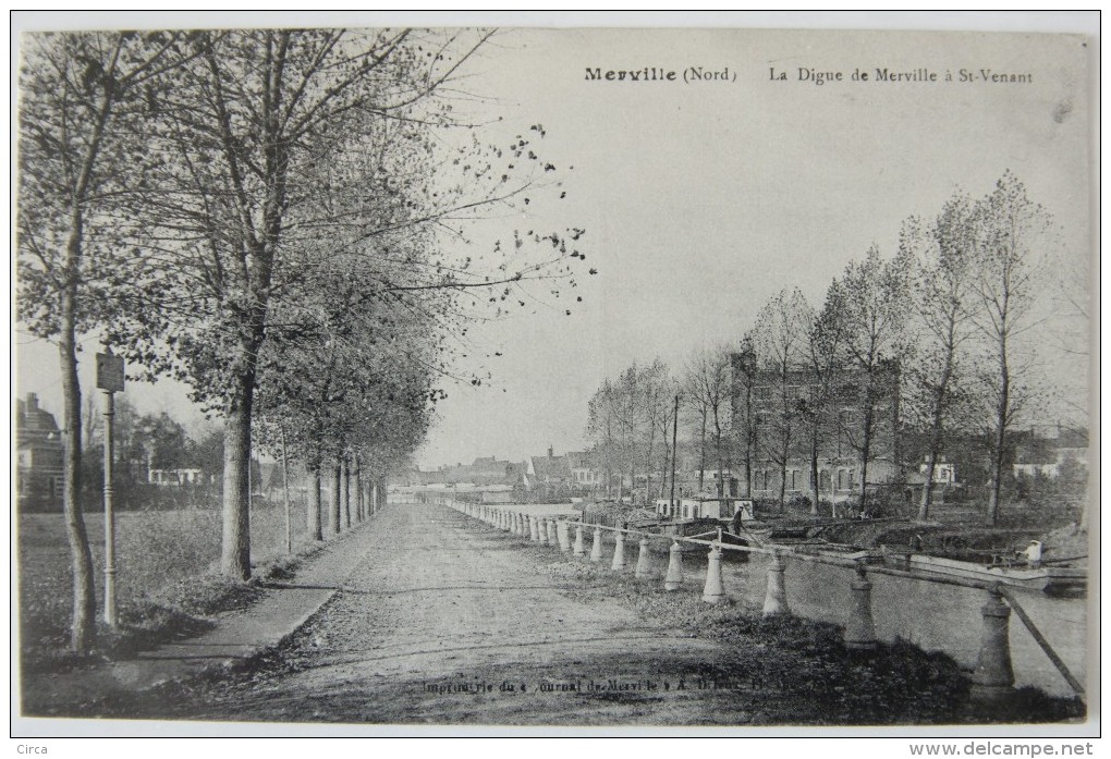 Merville (59 Nord), La Digue De Merville à Saint-Venant, Carte Postale Ancienne. - Merville
