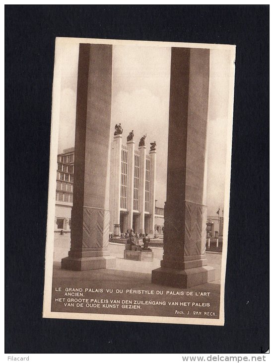 47829    Belgio, Exposition De Bruxelles 1935,   Le  Grand  Palais Vu Du  Peristyle  Du  Palais De L"Art Ancien,  NV - Mostre Universali