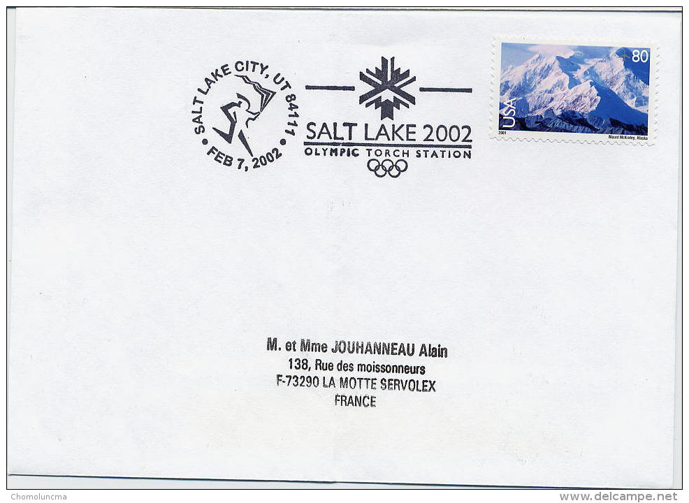 USA Cachet Officiel Official Handstamp Postmark Salt Lake City Winter Olympics Games Torche Olympique Olympic Torch - Hiver 2002: Salt Lake City