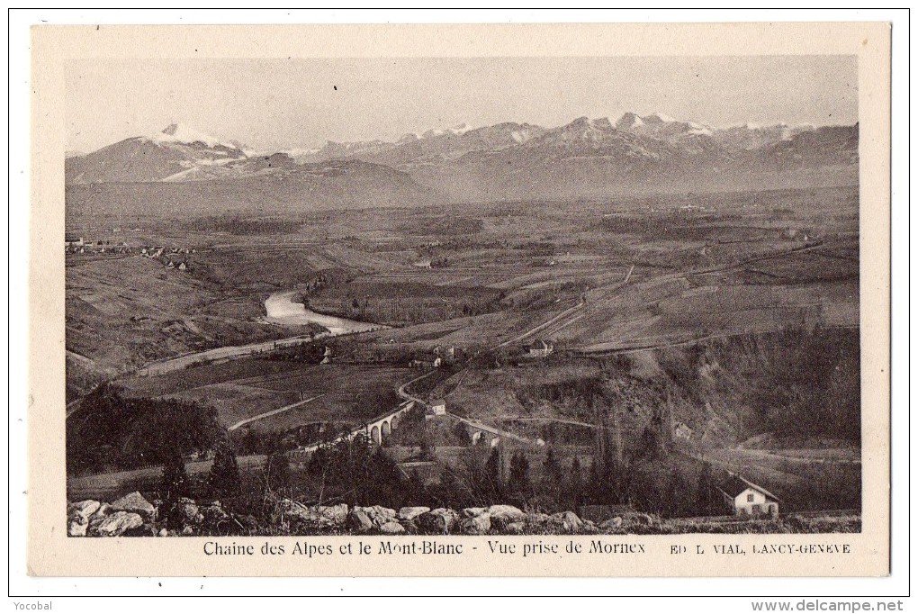 CP, 74, Chaine Des Alpes Et Le Mont Blanc, Vue Prise De Mornex, Vierge - Autres & Non Classés