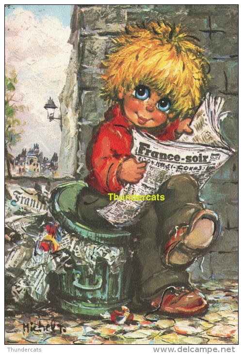 CPSM ENFANT ILLUSTRATEUR ** SEMI MODERN ARTIST SIGNED CHILDREN CARD ** MICHEL THOMAS - Dessins D'enfants