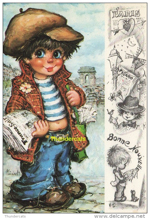 CPSM ENFANT ILLUSTRATEUR ** SEMI MODERN ARTIST SIGNED CHILDREN CARD ** MICHEL THOMAS - Dessins D'enfants