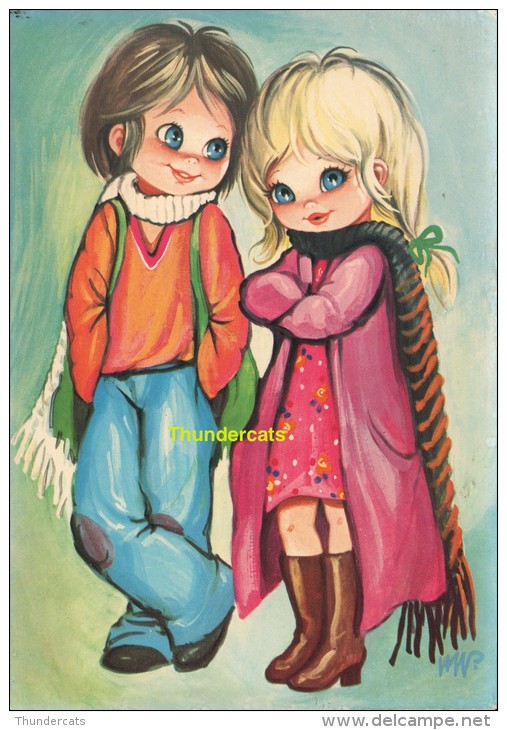 CPSM ENFANT ILLUSTRATEUR ** SEMI MODERN ARTIST SIGNED CHILDREN CARD **  M.W. EDIT. LYNA BARGAS - Dessins D'enfants