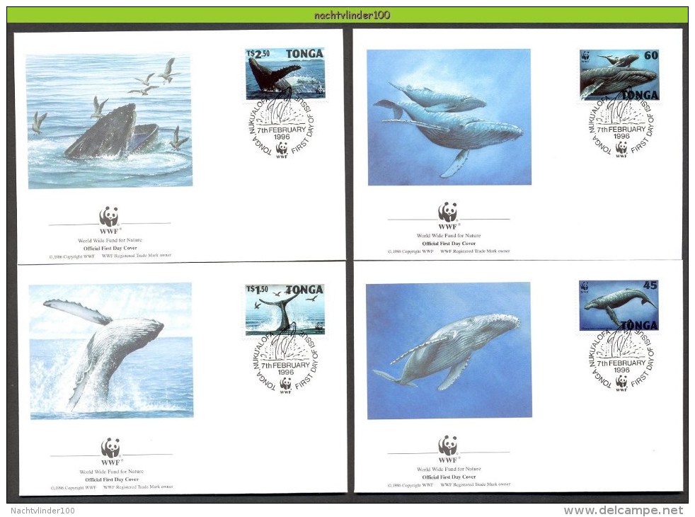 Nbj194fb WWF FAUNA ZEEZOOGDIEREN WALVIS WHALE MAMMALS BUCKELWAL SÄUGETIERE TONGA 1996 FDC's - FDC