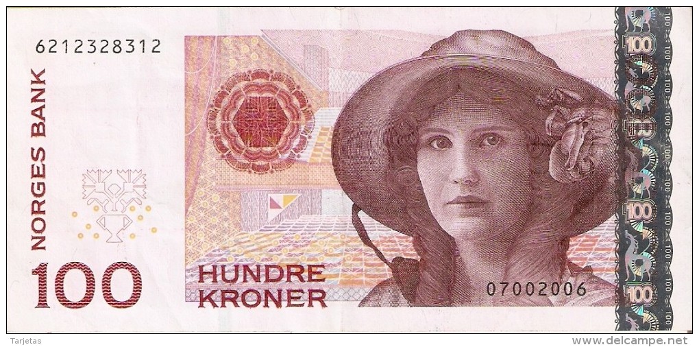 BILLETE DE NORUEGA DE 100 KRONER DEL AÑO 2006  (BANKNOTE) - Noruega