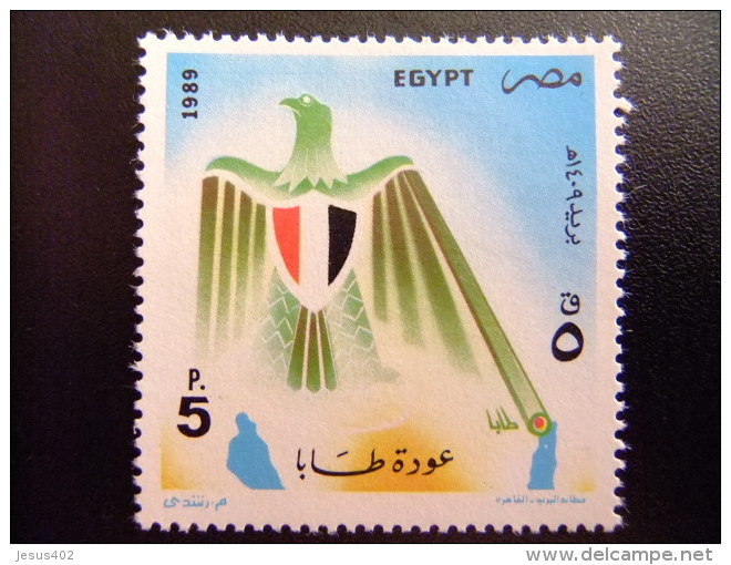 EGIPTO -EGYPTE - EGYPT - UAR - 1989 Yvert N&ordm; 1374 ** MNH - RETOUR DE TABA À L&acute;EGIPTE (AIGLE SUR CARTE ET COUL - Unused Stamps