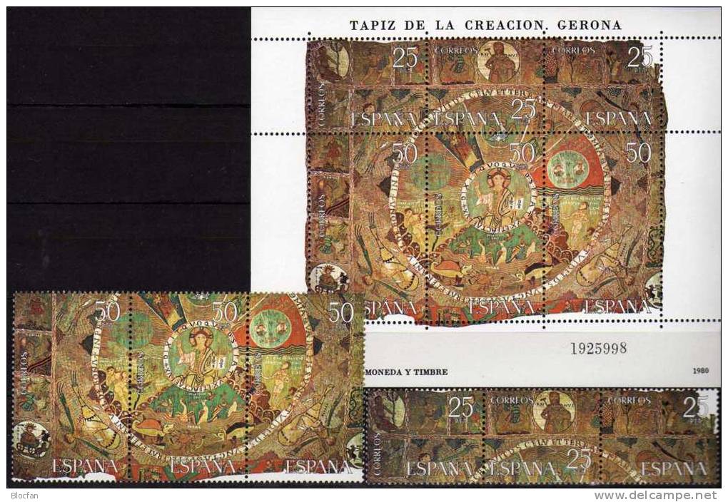 Wand-Teppich 1980 Spanien 2476/1 Plus Block 22 ** 6€ Gobelin Die Schöpfung Historie Bf Art Bloc Painting Sheet Of Espana - Blocchi & Foglietti