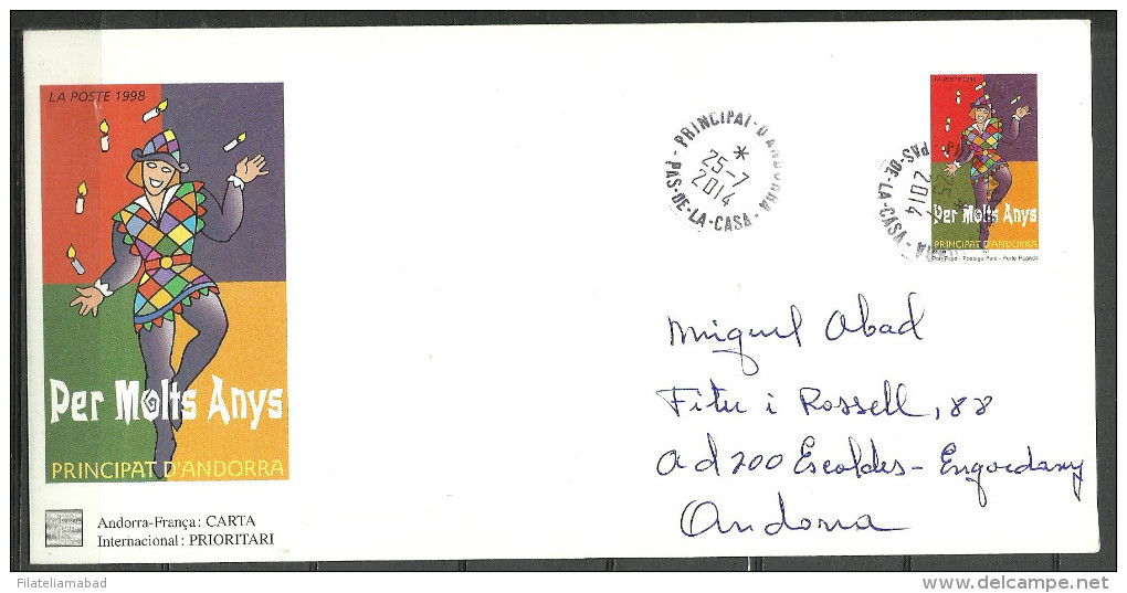 ANDORRA- CORREO FRANCES CARTA CIRCULADA  SOBRE PRET A PORTER  (N.P-1.C.07.14) - Storia Postale