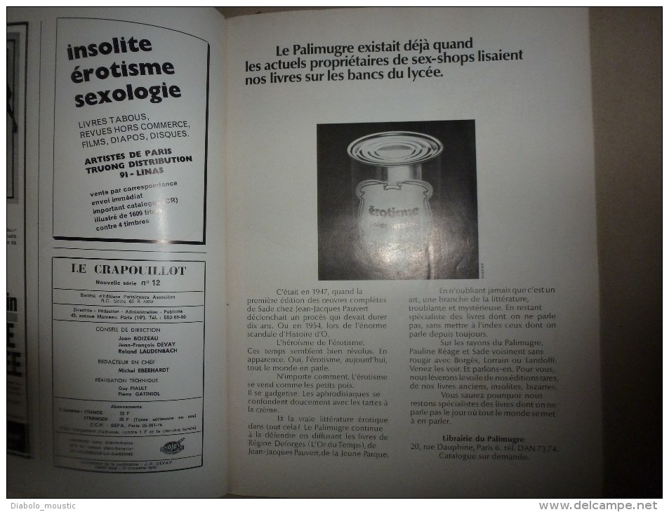 1970 :LE CRAPOUILLOT Les Pédérastes (Légende Des Sexes; Faute Au Soleil ?; Comportement; Avec Les Femmes; Pédé...putés) - Autres & Non Classés