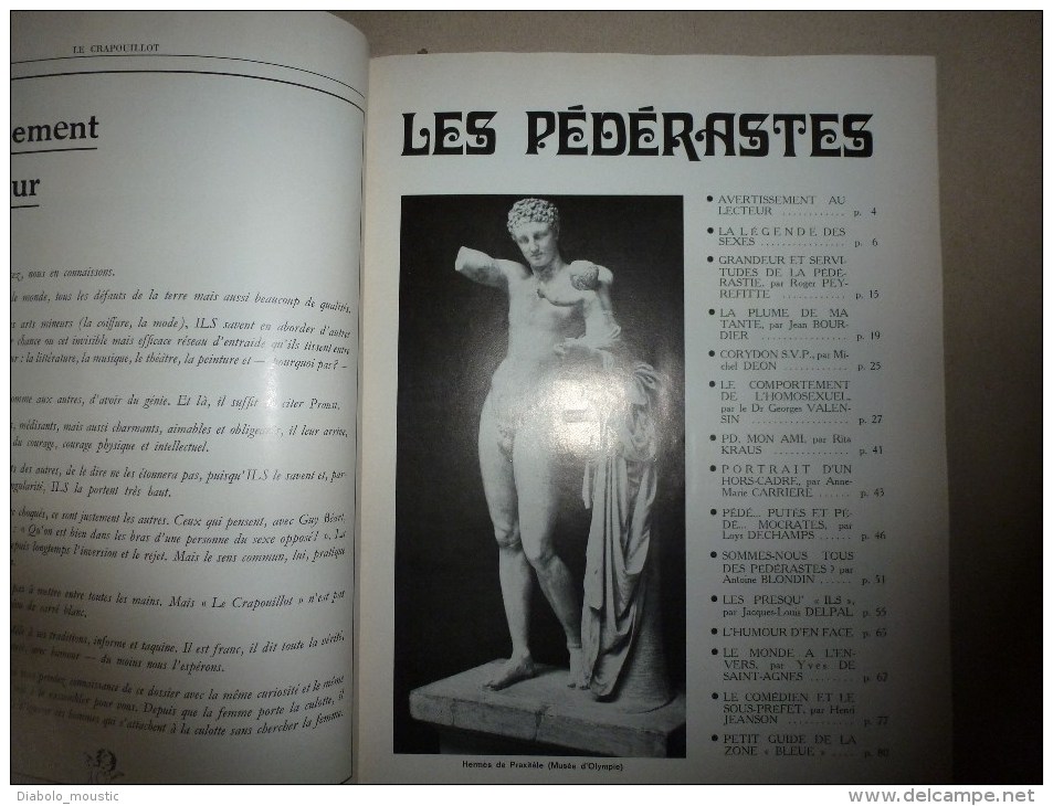 1970 :LE CRAPOUILLOT Les Pédérastes (Légende Des Sexes; Faute Au Soleil ?; Comportement; Avec Les Femmes; Pédé...putés) - Autres & Non Classés