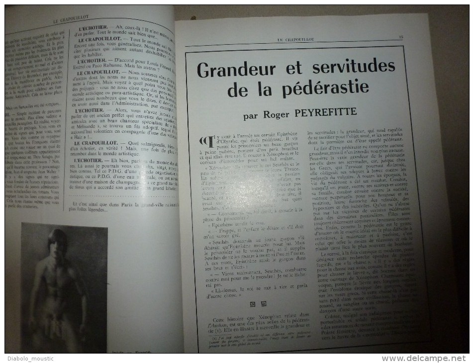 1970 :LE CRAPOUILLOT Les Pédérastes (Légende des sexes; Faute au Soleil ?; Comportement; Avec les femmes; Pédé...putés)