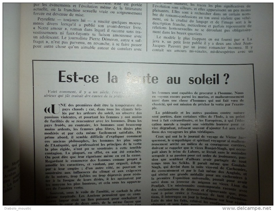 1970 :LE CRAPOUILLOT Les Pédérastes (Légende des sexes; Faute au Soleil ?; Comportement; Avec les femmes; Pédé...putés)