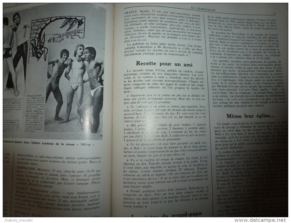 1970 :LE CRAPOUILLOT Les Pédérastes (Légende des sexes; Faute au Soleil ?; Comportement; Avec les femmes; Pédé...putés)